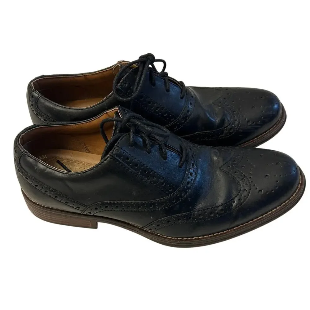 Dockers Thatcher Dress Shoes Men's Oxford Black Wing Tip Memory Foam Size 8M